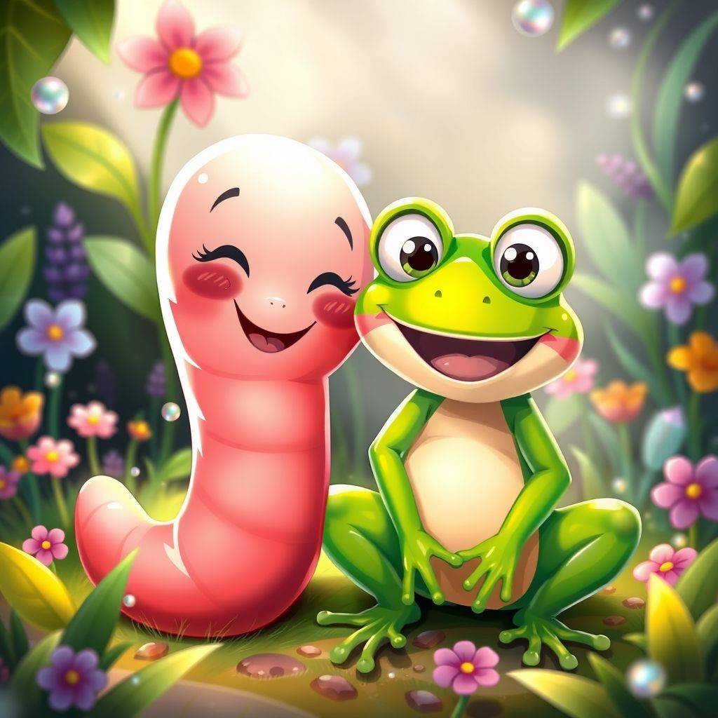 whimsical-Earthworm20and20frog20Earthworm20and20frog20are20good20friends20but-digital-illustration