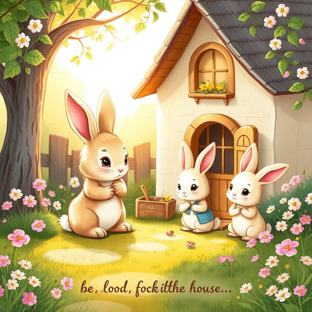whimsical-Little20rabbit20be20good20and20look20after20the20house20Mother20Rabbit20has20three20children20one20is20called-digital-illustration