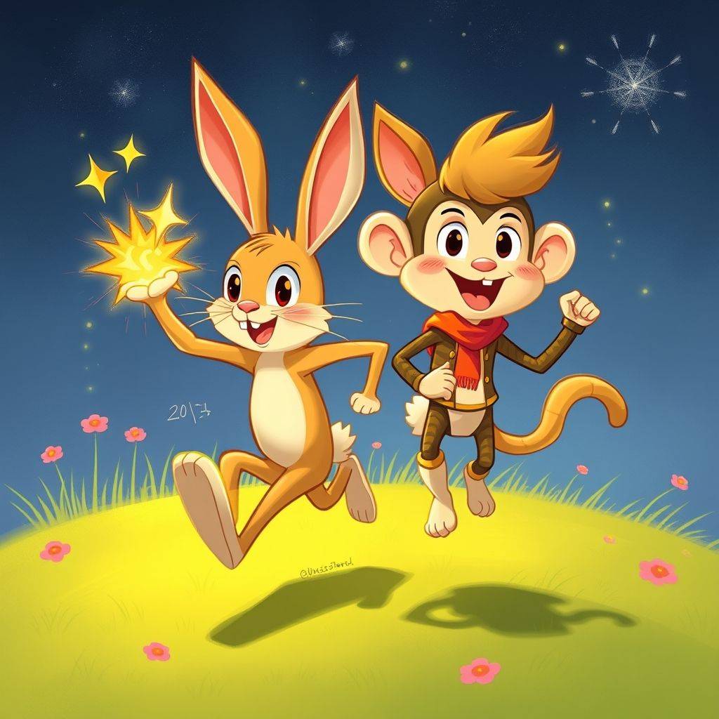 whimsical-Spark20Rabbit20and20Wind20Chasing20Monkey20Spark20Rabbit20is20the20running20champion20in20the20class-digital-illustration
