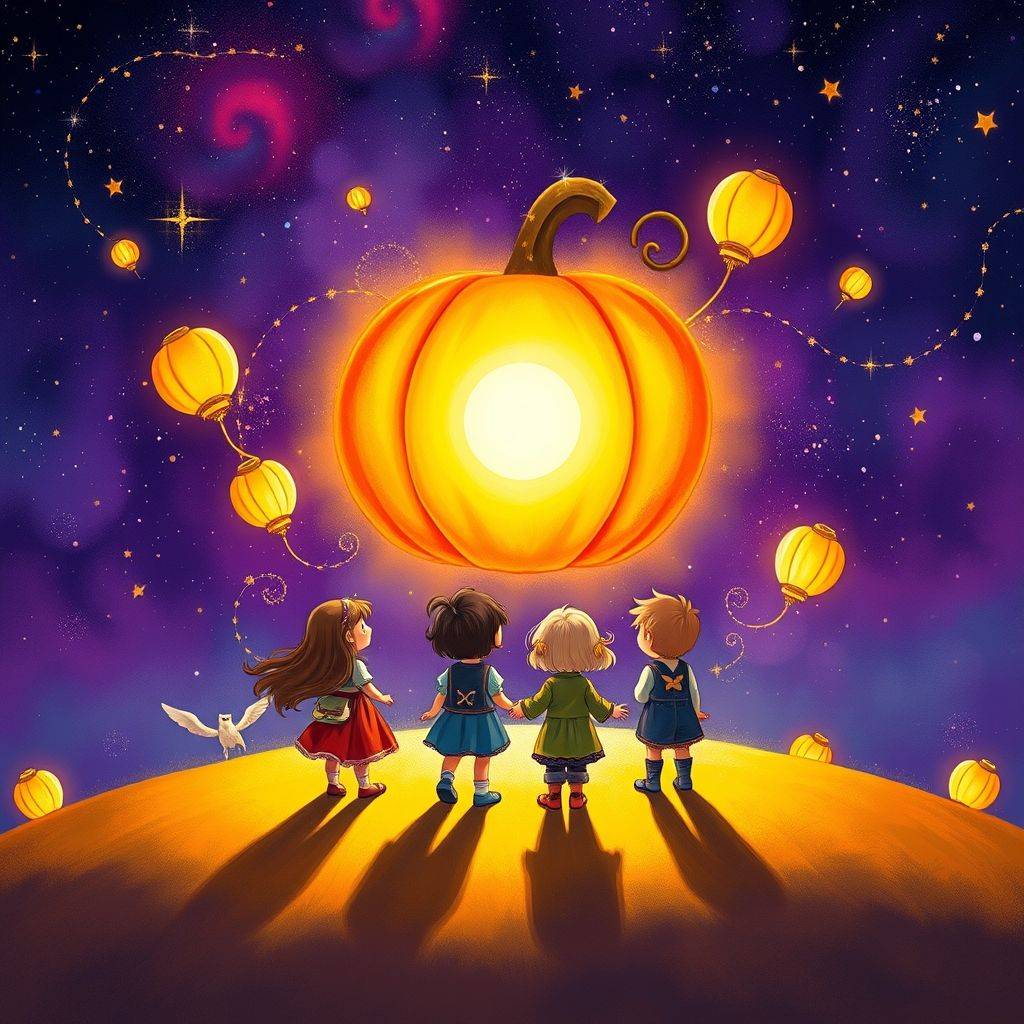 whimsical-The20children20on20the20pumpkin20star20There20is20a20star20in20the20universe20called20the20pumpkin20star-digital-illustration