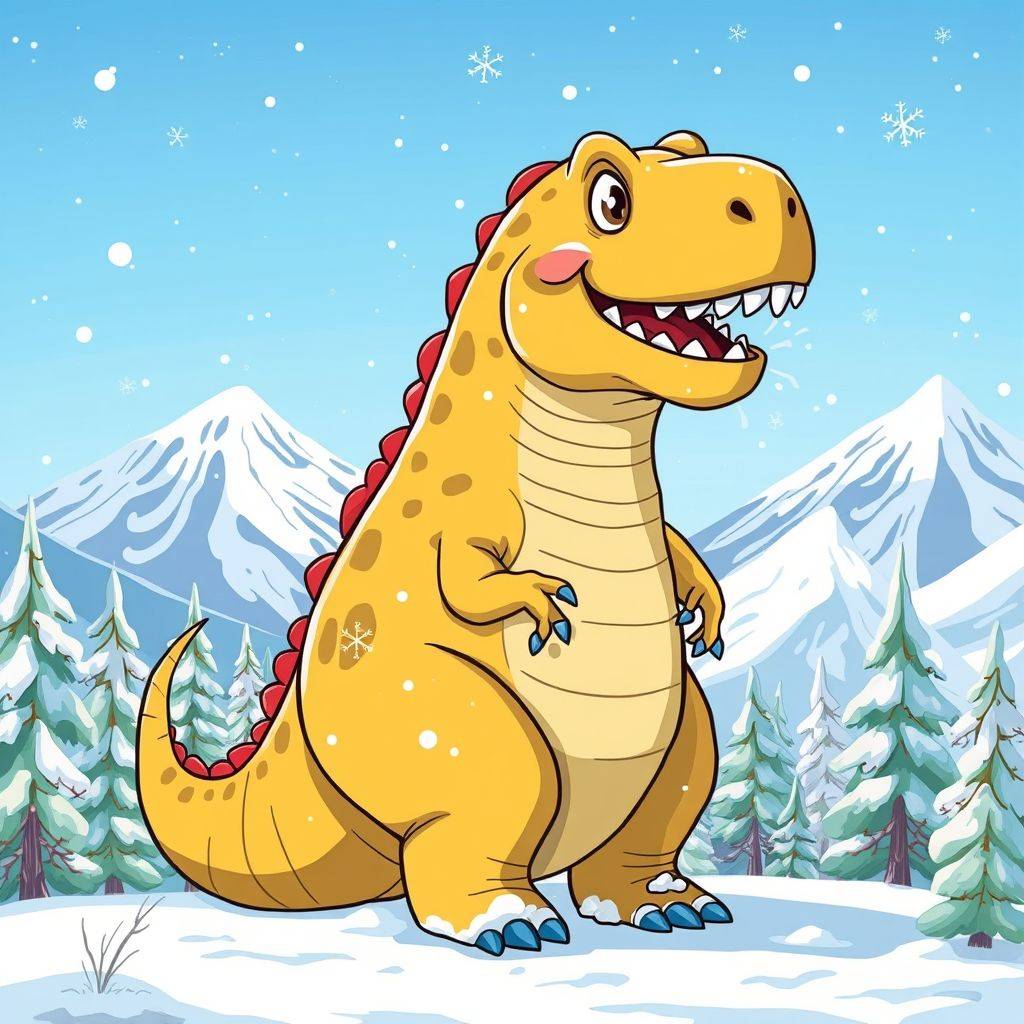 whimsical-The20cold-fearing20big20dinosaur20Its20so20cold20a20big20dinosaur20comes20to20Cheng-digital-illustration
