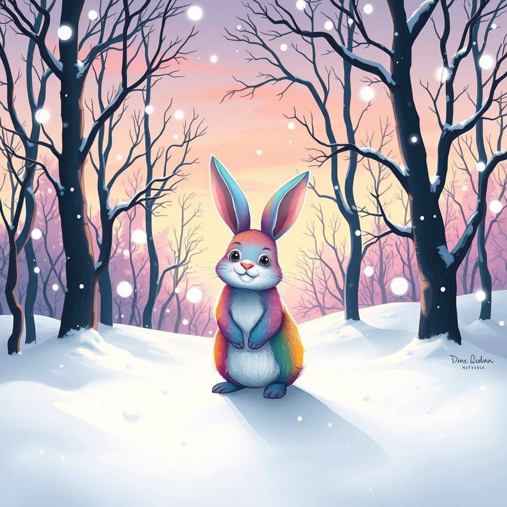 whimsical-The20color-changing20rabbit20heavy20snow20falling20the20woods20soon-digital-illustration