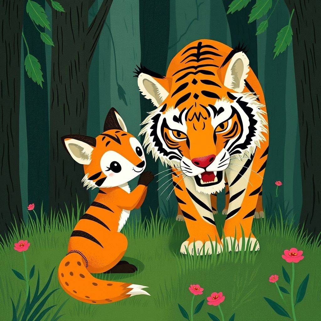whimsical-The20fox20borrows20the20tigers20terror20The20tiger20is20the20fiercest20beast20in20the20forest-digital-illustration