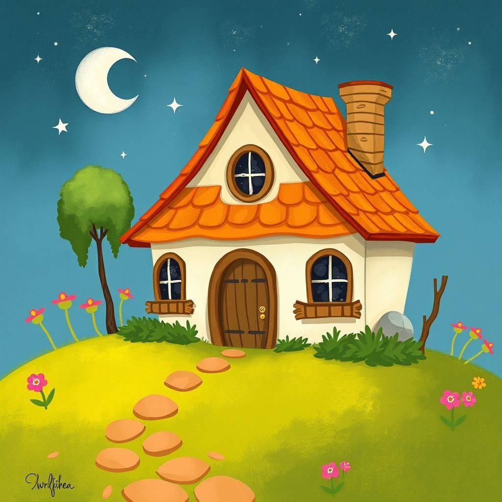whimsical-The20happy20little20house20Once20upon20a20time20there20was20a20little20house20its20appearance-digital-illustration