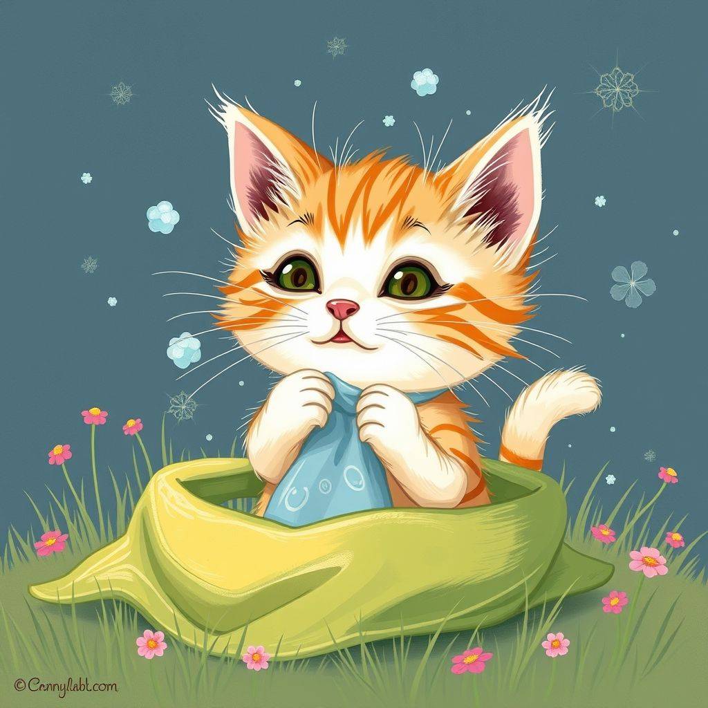 whimsical-The20kitten20does20not20like20cleanliness20Once20upon20a20time20there20was20a20clever20kitten-digital-illustration