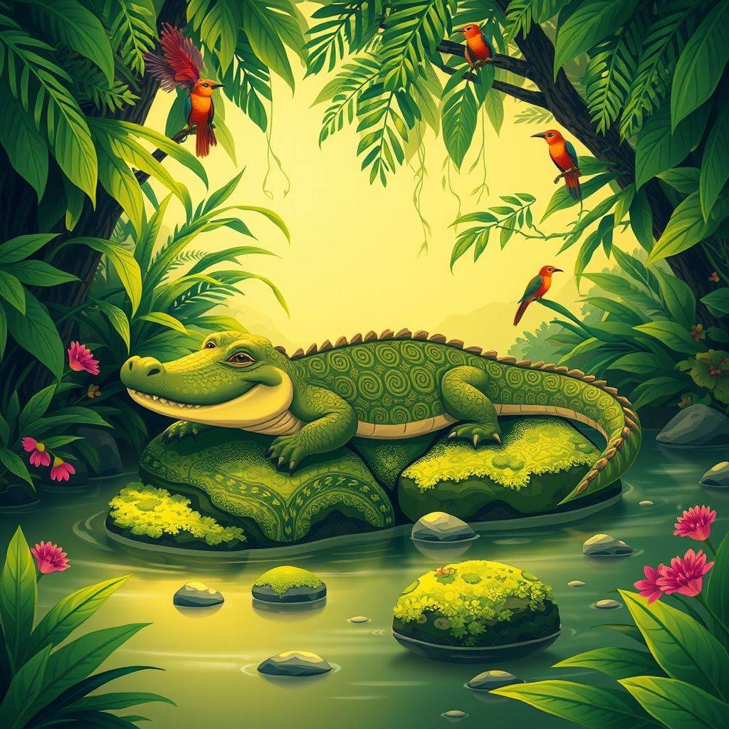 whimsical-The20lazy20crocodile20A20long20time20ago20there20was20a20Dayak-digital-illustration