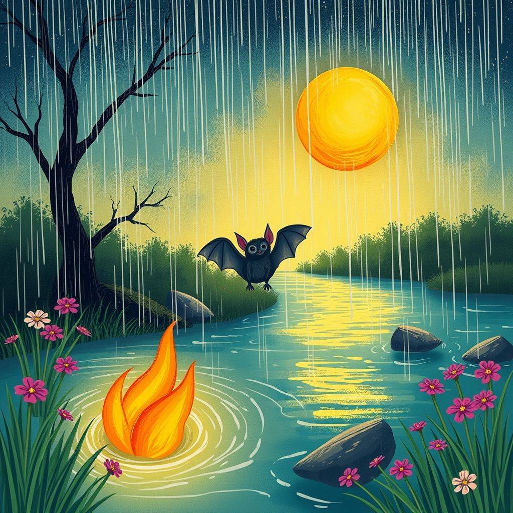 whimsical-The20little20bat20jumps20into20the20river20July20fire20flows20the20sun20shines20after20the20rain-digital-illustration