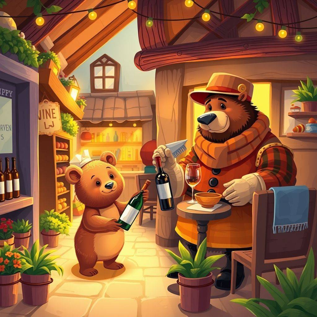 whimsical-The20little20bear20buys20wine20Today20Father20Bear20invites20guests20at20home20Quick-digital-illustration