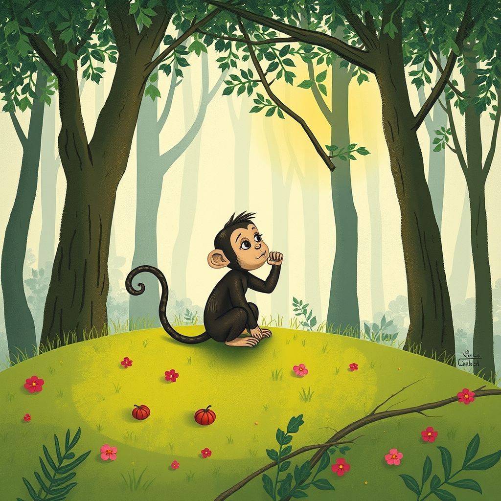 whimsical-The20little20monkey20waits20until20tomorrow20There20lives20a20monkey20in20the20forest20but-digital-illustration