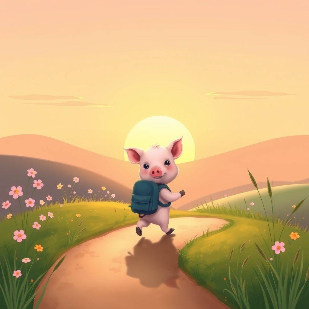 whimsical-The20little20pig20goes20to20school20early20in20the20morning20the20sun20slowly20climbs-digital-illustration