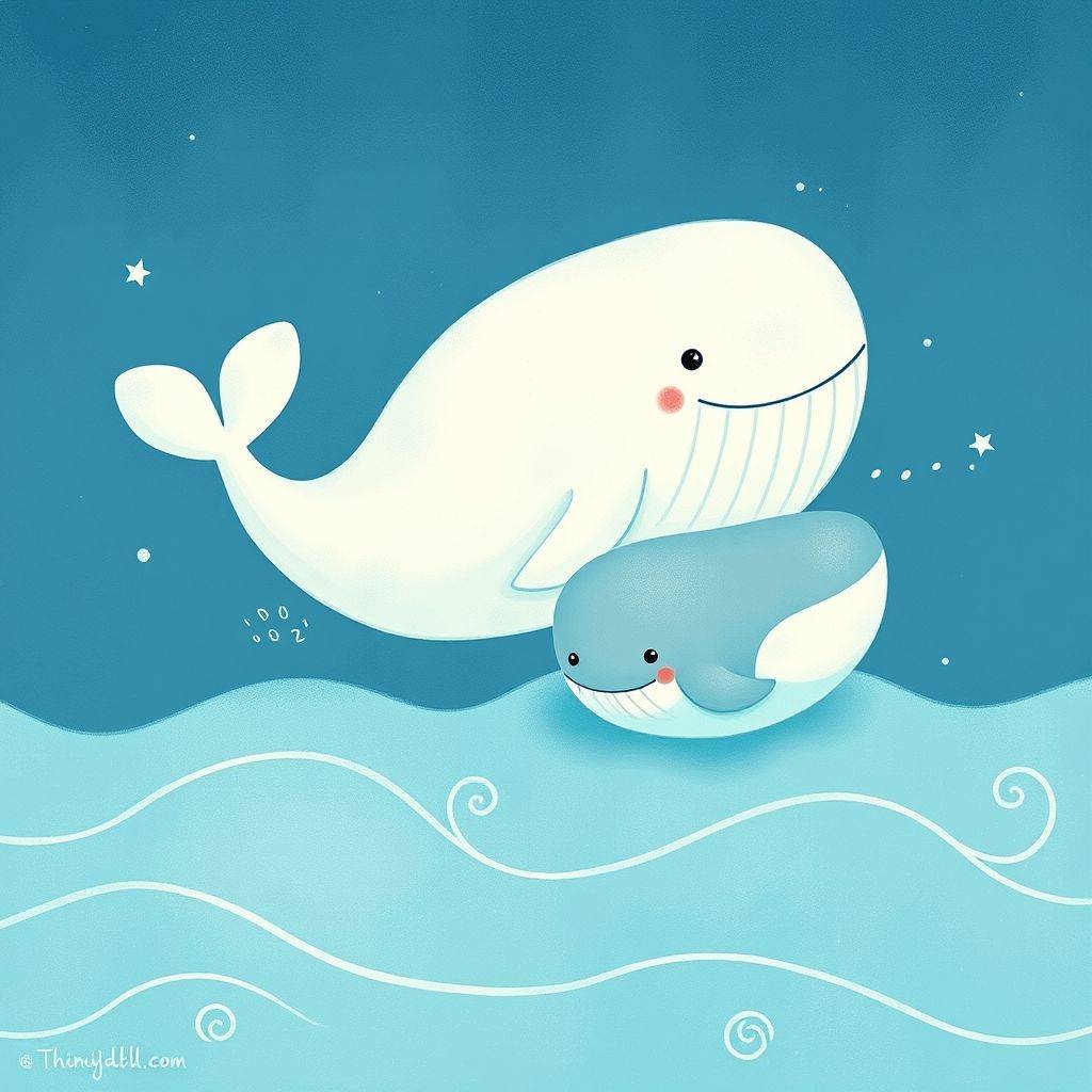 whimsical-The20lost20little20whale20The20little20whale20and20its20mother20are20happy20in20the20sea-digital-illustration