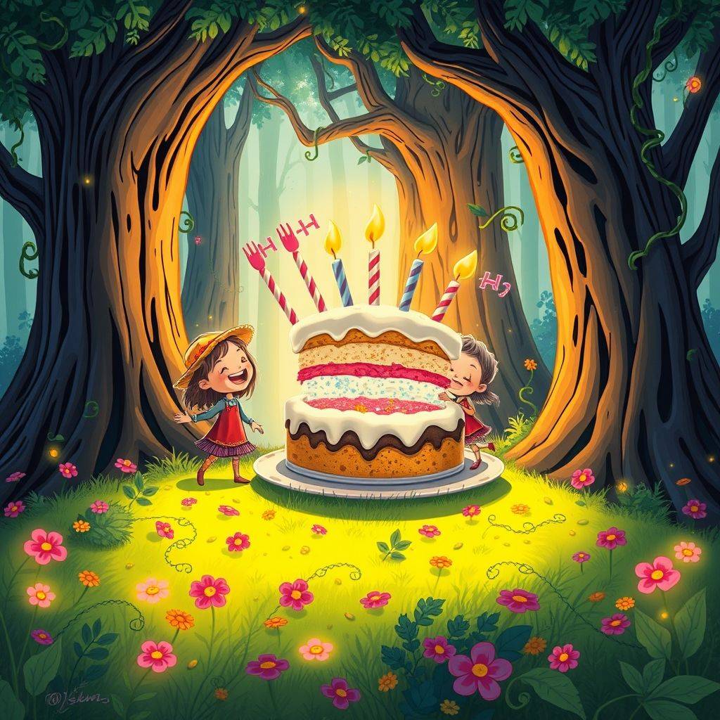 whimsical-The20secret20in20the20cake20Hee20hee20ha20ha20the20big20forest-digital-illustration