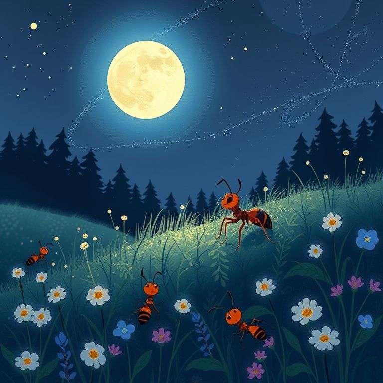 Ants' Adventure in the Moonlight Meadow | 英文故事｜睡前故事｜經典童話｜寓言｜短篇故事｜親子閱讀故事 - Zzztory
