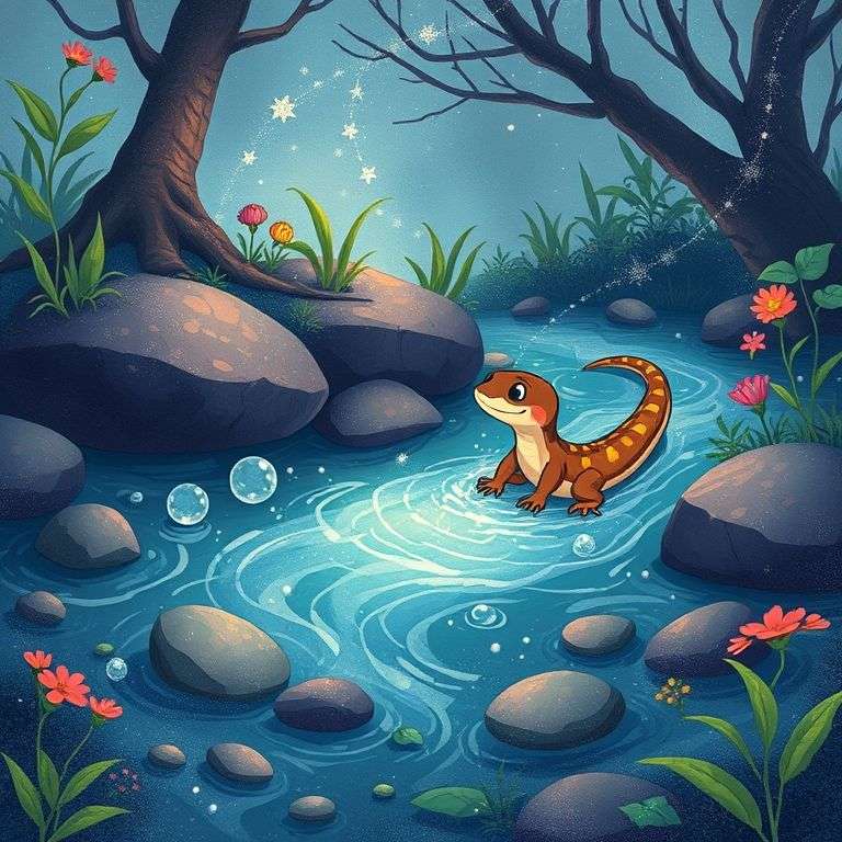 Sally the Salamander's Sparkling Stream Adventure | 英文故事｜睡前故事｜經典童話｜寓言｜短篇故事｜親子閱讀故事 - Zzztory