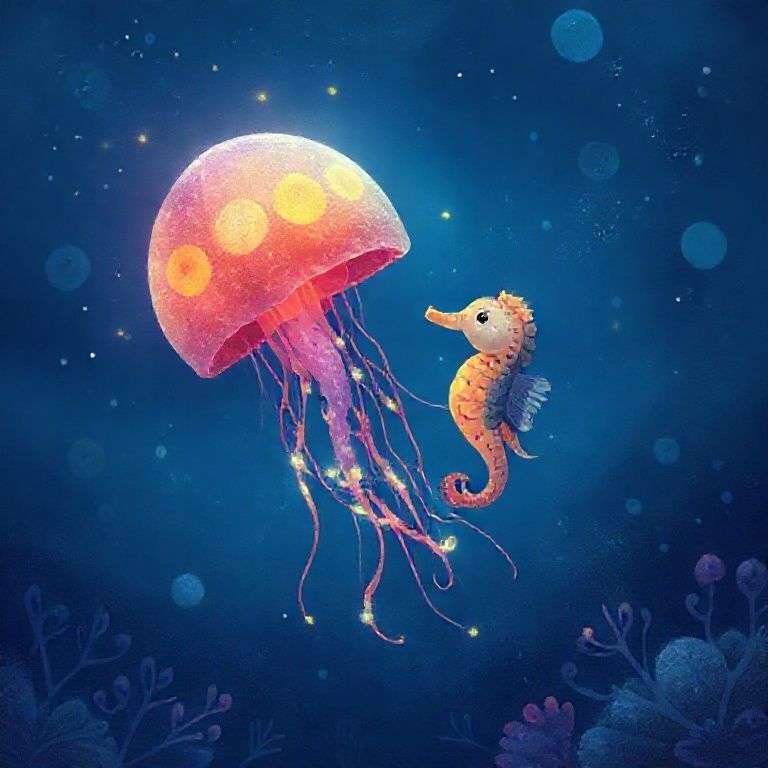 Jellyfish Glow Adventure in the Deep Blue Sea | 英文故事｜睡前故事｜經典童話｜寓言｜短篇故事｜親子閱讀故事 - Zzztory