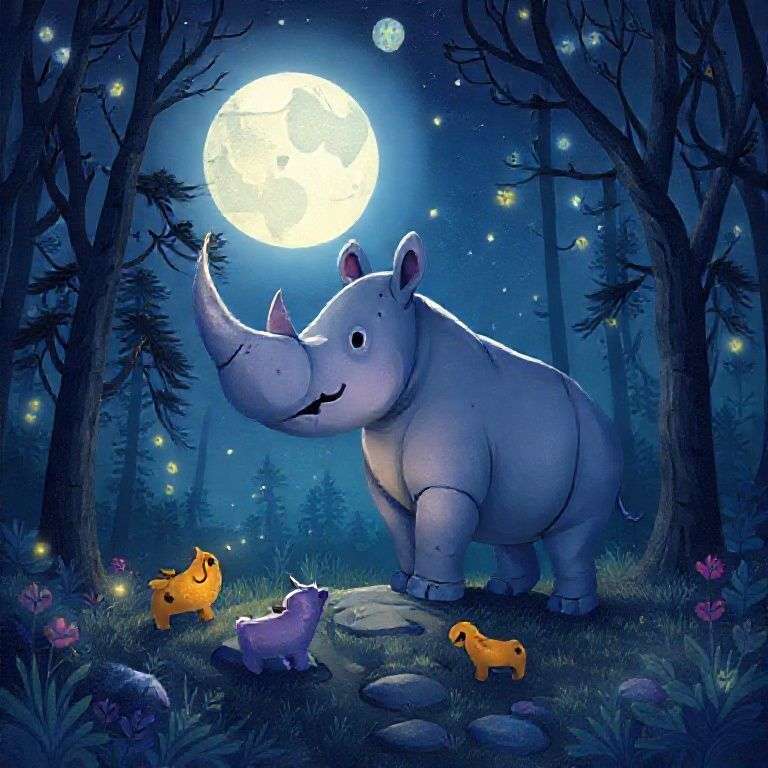Rhino's Magical Moonlight Adventure | 英文故事｜睡前故事｜經典童話｜寓言｜短篇故事｜親子閱讀故事 - Zzztory